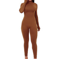 Monos de Yoga de Una Pieza de Alta Cuello Rompers de Cuerpo Conforme con Cremallera Trasera para Gimnasio y Yoga - details 5