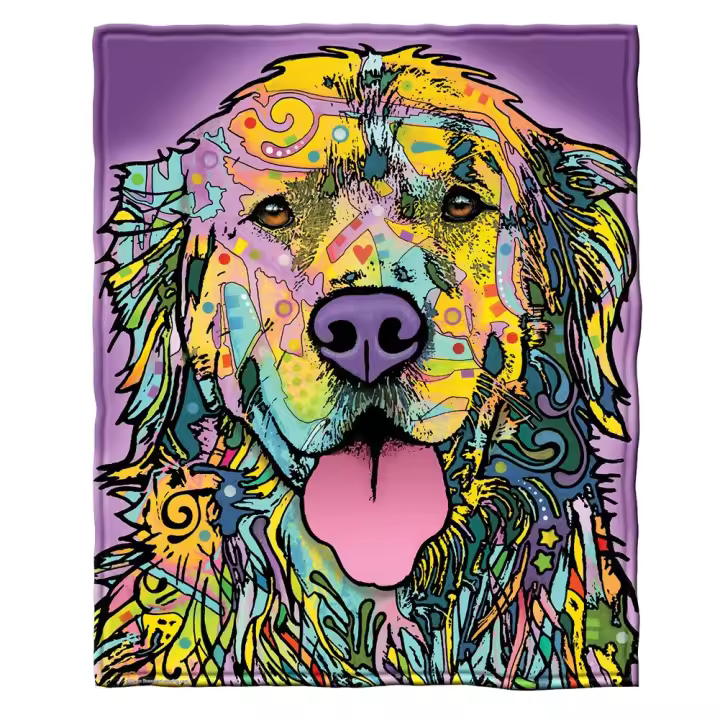 Manta de Vela de Golden Retriever de Vellón Suave Cubierta de Cama de Colorida - 1