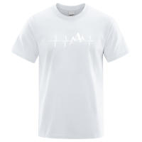Camiseta de manga corta para hombre, camisa con Ecg de montaña, divertidas camisetas de Hip Hop, ropa de calle Harajuku, electrocardiograma, de verano - details 16