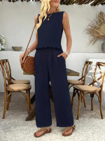 Conjunto de pantalones informales sin mangas para mujer, camiseta sin mangas, moda de verano 2025, nuevo estilo - details 10
