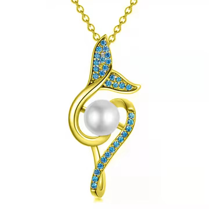 Colgante de Cola de Sirena Brillante con Diamante de Imitación Azul Regalo Perfecto para Navidad y Acción de Gracias - 1