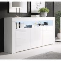 Aparador Aker con Luz LED y 3 Puertas Blanco Mate, 155x91,5x37 cm Ideal para Sala de Estar, Comedor, Mueble TV de Melamina - details 5