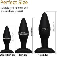 Empaque privado SEXY Masajeador de próstata de 3 piezas 3 tapones de silicona de diferentes tamaños Tapón anal Entrenador de dilatación anal Juegos para adultos Juguetes sexuales para hombres - details 5