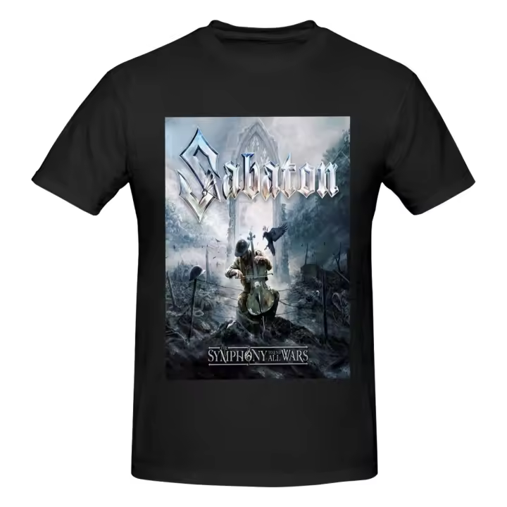 Camiseta de manga corta de algodón para hombre, camisa de Sabaton The Symphony To End All Wars, color negro - 1