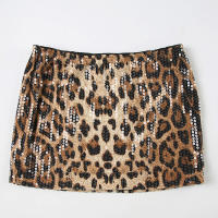 Pantalones Cortos de Lentejuelas Brillantes BUNO Mini Pantalones de Cintura Alta con Estampado de Leopardo Ropa de Calle Impactante - details 13
