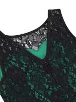 Vestido de Encaje con Cuello Redondo Retro de Ouwu Sin Mangas, Cinturón Enchufable, Estilo Vintage para Mujeres Perfecto para Fiesta de Halloween o Cumpleaños - details 26