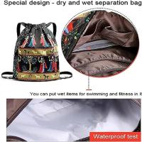 Mochila de tela Oxford con cordón, bolso de mensajero ligero exótico, bolso de hombro plegable de gran capacidad, Outddor - details 7
