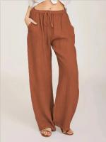 Pantalones de Lino de Algodón para Mujer Cintura Elástica, Bolsillo, Estilo Callejero - details 5