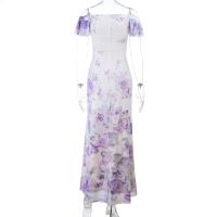 Pausa para el café Vestido floral de verano con suave viento francés, hombro de una palabra con cuello en V Un vestido de péndulo JY25242 - details 13