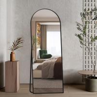Espejo de arco de pie con soporte, 162 x 53 cm, cuerpo entero, negro, para colgar o apoyar contra la pared, para entrada o dormitorio. - details 2
