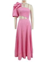 Maxi apliques con hombros descubiertos, cintura de una sola manga, vestido midi de boda de noche para mujer grande - details 14