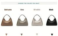 Elegante bolso de mujer de cuero genuino con correa de hombro ajustable y cierre de cremallera - Resistente a la decoloración, varios colores (gris oscuro/gris/blanco/negro) para desplazamientos y uso diario, bolso de cuero, accesorio elegante, bolso resi - details 3