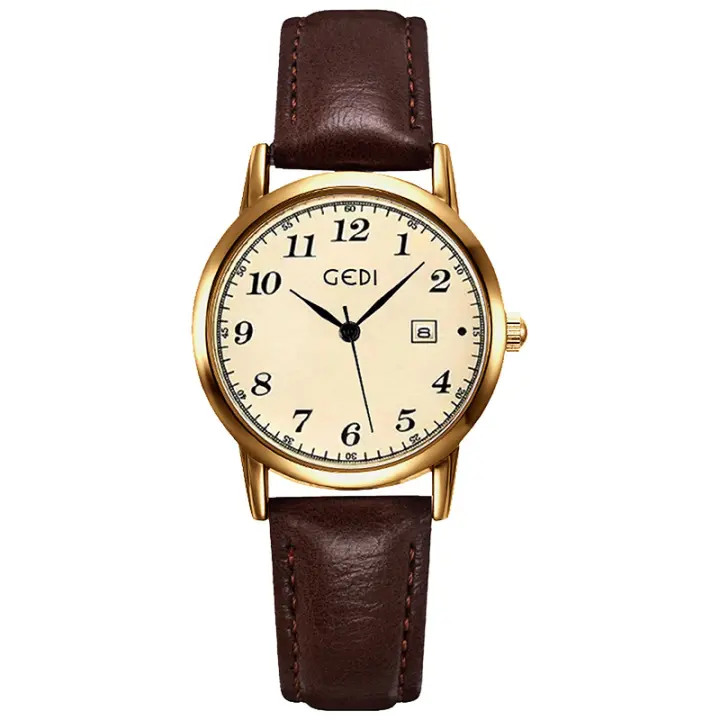 Versión simple coreana de relojes femeninos retro de alta gama reloj de cinturón circular reloj de cuarzo para estudiantes - 1