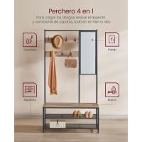 Perchero Zapatero Recibidor con Ganchos, Espejo, Banco y Estantes 35 x 98 x 180 cm - details 20