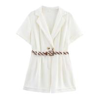 OUWU- Mono corto de verano 2025 de moda con mangas para mujer, mono de una pieza para mujer, nuevo conjunto completo, pantalones cortos, mono blanco. - details 1