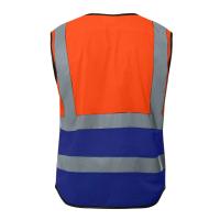 Trabajo plano de la ropa deportiva de la malla segura alto Vis azul negro chaleco rosado reflexivo cremallera poliéster durable Ems - details 3
