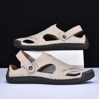 Sandalias De Verano Hechas a Mano Para Hombre Zapatos De Cuero Transpirables Antideslizantes Para Playa Y Exteriores Moda Casual Talla Verdadera - details 11