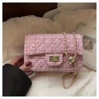 Bolso Cruzado de Tweed para Mujer Correa Ajustable Patrón a Cuadros Cierre de Cremallera Duradero - details 11