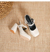 Zapatos Mary Jane de charol con punta cuadrada y tacón en bloque estilo hada = - details 26