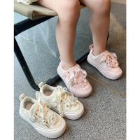 Zapatos casuales para niñas 2025 Zapatillas de deporte de princesa con flores de perlas y diamantes de imitación para niños - details 11