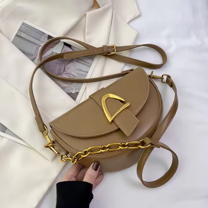 Bolso de sillín con textura Retro para mujer, novedad de verano 2024, bolso con cadena para axila, bandolera de hombro informal que combina con todo, moda - 1