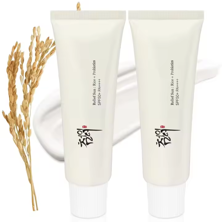 Hot 2PCS Relief Sun Protector solar orgánico SPF50, solución de cuidado coreano para todo tipo, ++++PA++++ Probióticos de arroz, 50 ml para nutrir la piel - 1