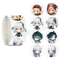 Juego de pegatinas de impacto Genshin, pegatinas de dibujos animados, Zhongli, Xiao, Yae, Miko, Raiden, Shogun, Nahida, Kamisato, Ayaka, Wanderer, regalo, 500 unids/set - details 2