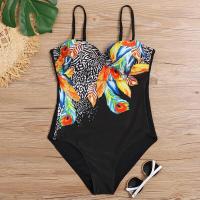 Trajes de baño de una pieza con estampado floral para mujer, traje de baño cerrado de talla grande, con elevador, para piscina y playa - details 21