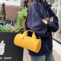 Bolsa de gimnasio cilíndrica de un hombro para mujer, bolso cruzado de nailon de Color sólido, gran capacidad, impermeable, bolsa de almacenamiento para Fitness y Yoga, deportes - details 19
