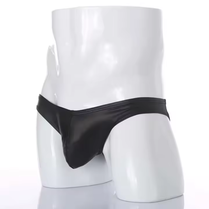 CLEVER-MENMODE calzoncillos para hombre, ropa interior Sexy, bragas de piel sintética, bolsa para bulto, calzoncillos de tiro bajo, Slips para hombre, Cueca - 1