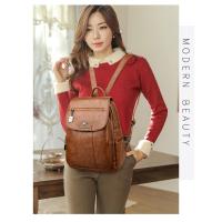 Mochila De Cuero Suave Para Mujer En 5 Colores Bolsa De Hombro Vintage Casual Viaje Mochila De Escuela Bolsa Para Damas - details 5