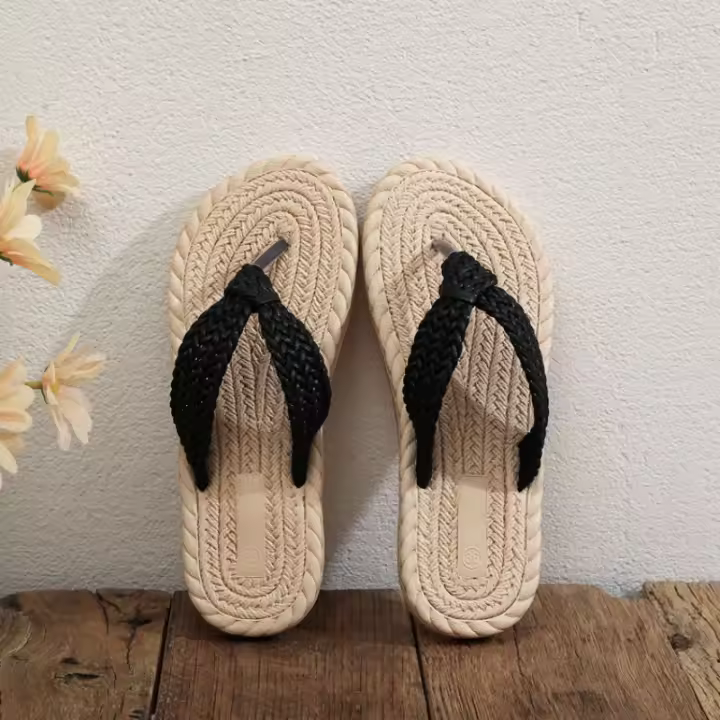 Sandalias de Mujer Verano 2025 Chanclas Tejidas de Sintético Boho Zapatos de Playa y Urbano - 1