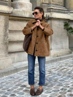 Chaqueta de ante con cuello marrón para mujer, abrigo holgado y grueso de media a larga, moda de invierno, 2024 - details 5