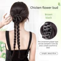 Peluca con moño de flores sintéticas, extensiones de cabello con Clip, trenza torcida, cola de caballo, moño rizado Natural y esponjoso - details 9