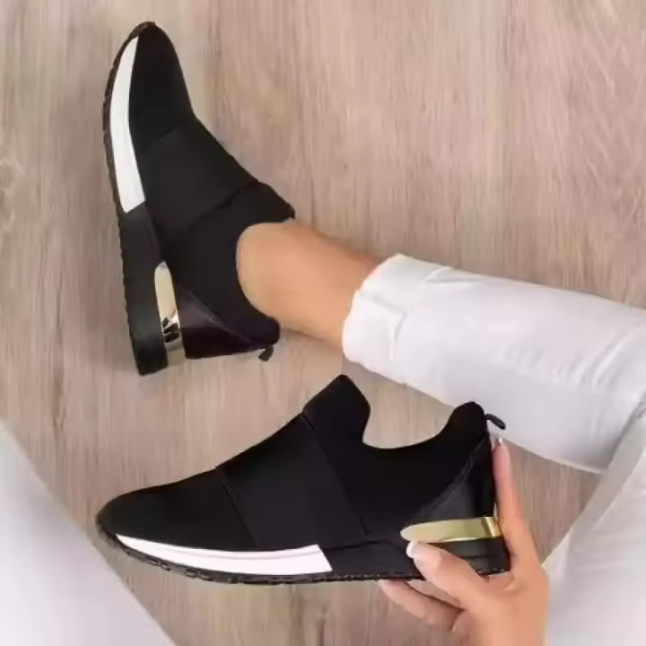 Zapatos casuales sin zapatos de mujer de malla vulcanizada, color sólido - 1