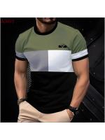 Camiseta de Verano Casual para Hombres Cuello Redondo Manga Corta Estampado a Rayas - details 5
