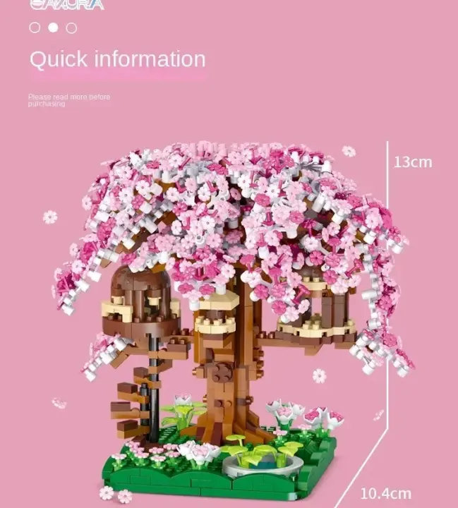 DIY Micro modelo Sakura Tree House juego de bloques de construcción decoración creativa interior para adultos y juguete para niños perfecto para regalo de niños - 1