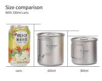 Tiartisan - Taza de agua de titanio ultraligera portátil para exteriores, villa de camping, picnic, mango plegable, taza de té cubierta, 420 ml - details 7