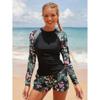 Conjunto de tankini para mujer, manga larga, ropa de playa para deportes de surf, traje de baño de dos piezas con pantalones cortos, 2025 - details 2