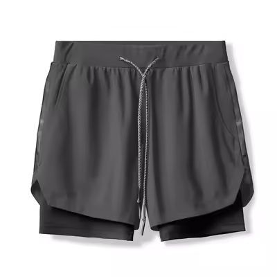 Pantalones Cortos Deportivos Ligeros y Secado Rápido Doble Capa para Entrenamiento en Gimnasio y Correr Ropa de Verano para Hombres - 1