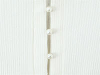 Suéter de Manga Corta con Botones de Perlas Moda Femenina Ouwu Jersey de Punto con Tejido de Fósforo - details 5