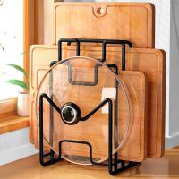 Soporte para tabla de cortar multicapa, soporte de Metal para arte del hierro, estante para tapa de olla, estante Vertical para ahorrar espacio, organizador de tabla de cortar, gabinete - details 4