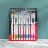 Cepillo de dientes de carbón de bambú ambiental Personal para la salud Oral, cepillo de dientes con mango de madera de cerdas suaves medianas de bajo carbono, 10 piezas - details 0