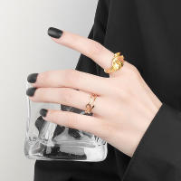 LIVVY-Anillo geométrico de doble línea hueca Irregular para mujer, Color plateado, diseño único Simple, joyería ajustable a la moda - details 8