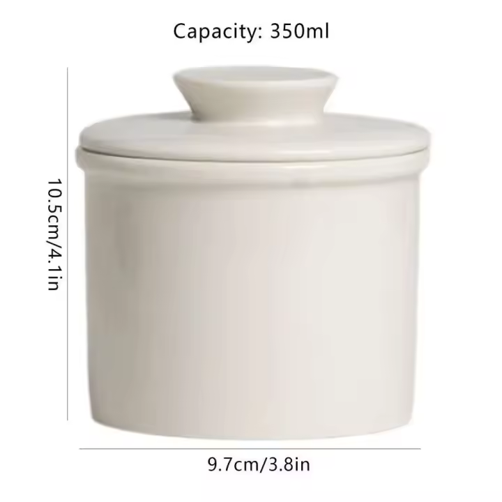 Plato redondo moderno de porcelana con tapa, tarro de mantequilla estilo campana de cerámica - 1