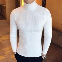 Nuevo jersey de cuello alto de los hombres, de color sólido de cuello alto de invierno casual, jersey retro de fondo simple, de adentro hacia afuera jersey de punto de los hombres casuales delgada y delgada - details 2