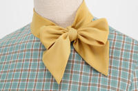 Vestido largo Retro de Navidad, cuello de pie, lazo de corbata, a cuadros, grande - details 3