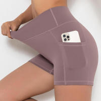 Pantalones cortos de gimnasio para mujer, yoga con bolsillo, leggings Fiess, pantalones cortos de cintura alta - details 14