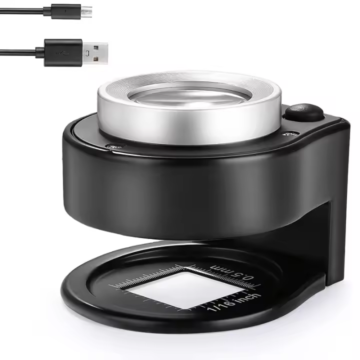 Lupa recargable por USB con 6 luces, lupa de ojo de Metal portátil para Textiles, joyas, monedas, lupa óptica - 1