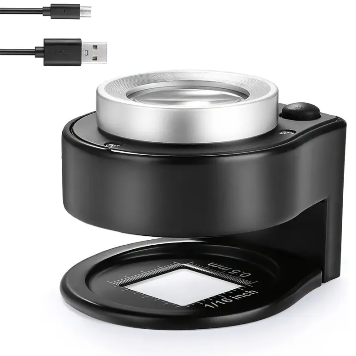 Lupa recargable por USB con 6 luces, lupa de ojo de Metal portátil para Textiles, joyas, monedas, lupa óptica - 1